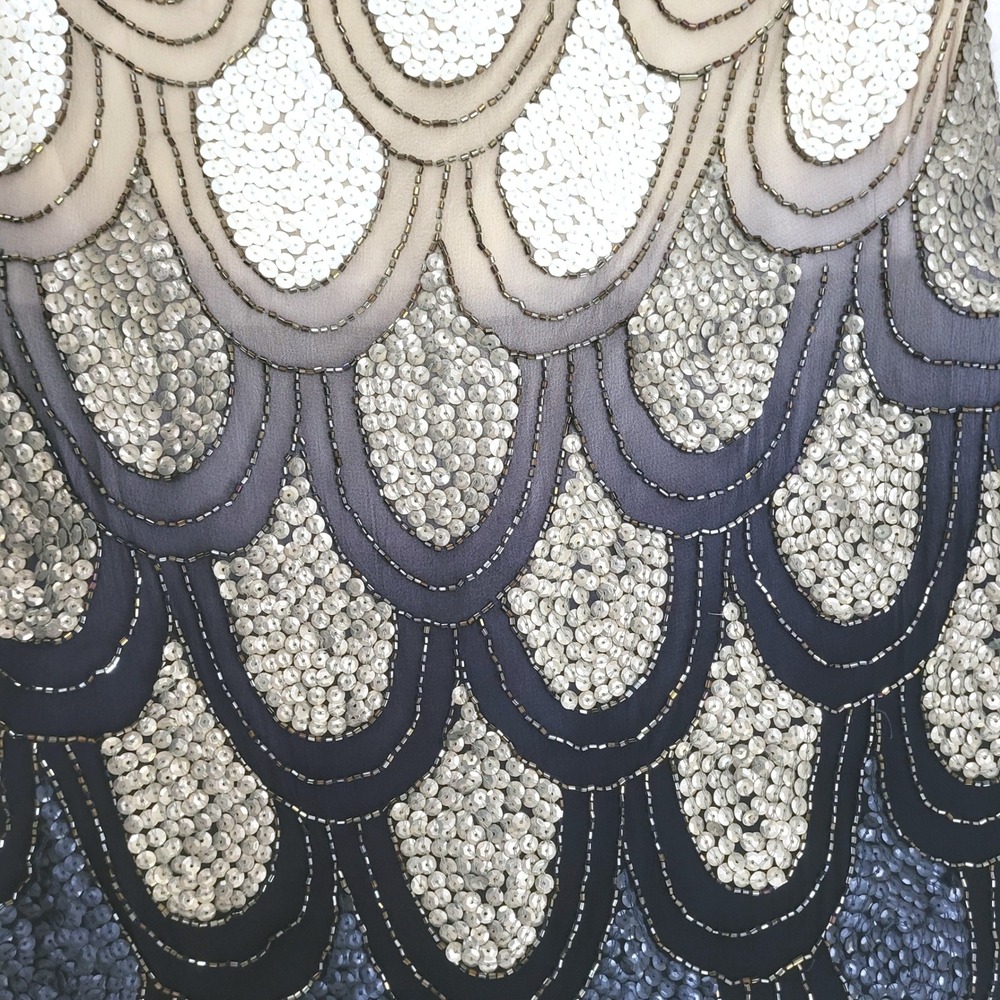 NBD Revolve Black Ombre Dame Mini Dress Halter Scallop Sequin Flapper Cocktail S - Picture 5 of 10